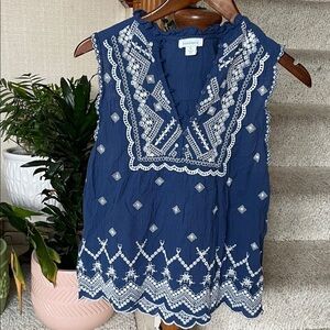 Sundance Dark Blue Embroidered Blouse
